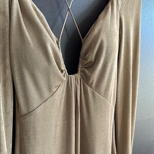 Elegant Gold Long Sleeve Dress